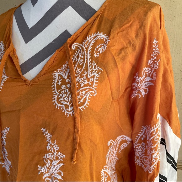 Anthro Floreat Rust Orange Embroidered Top Size S - Picture 3 of 3